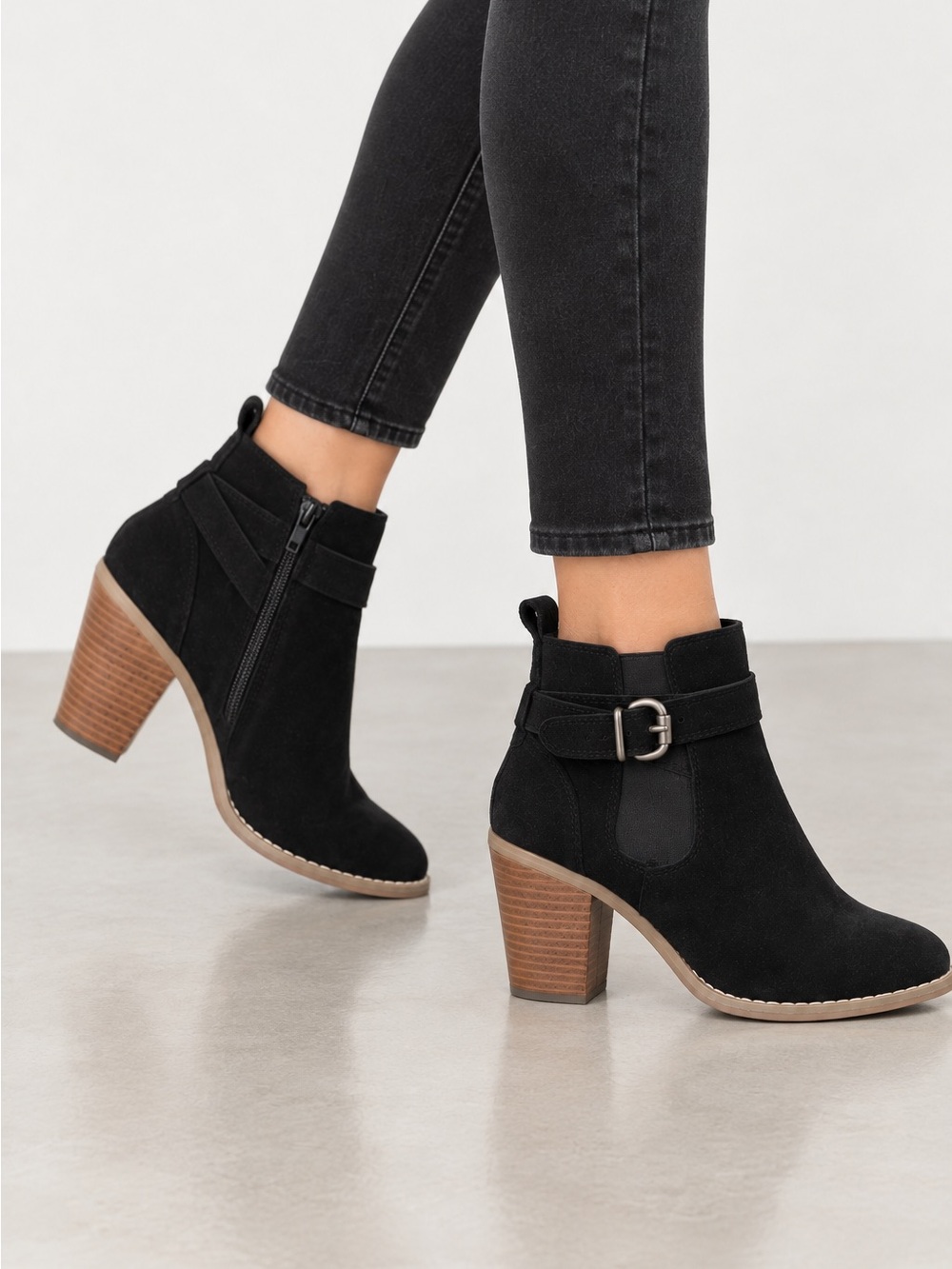 Kensie Galvon Black Suede Ankle Boots | Buckle Detail | Fall Ready